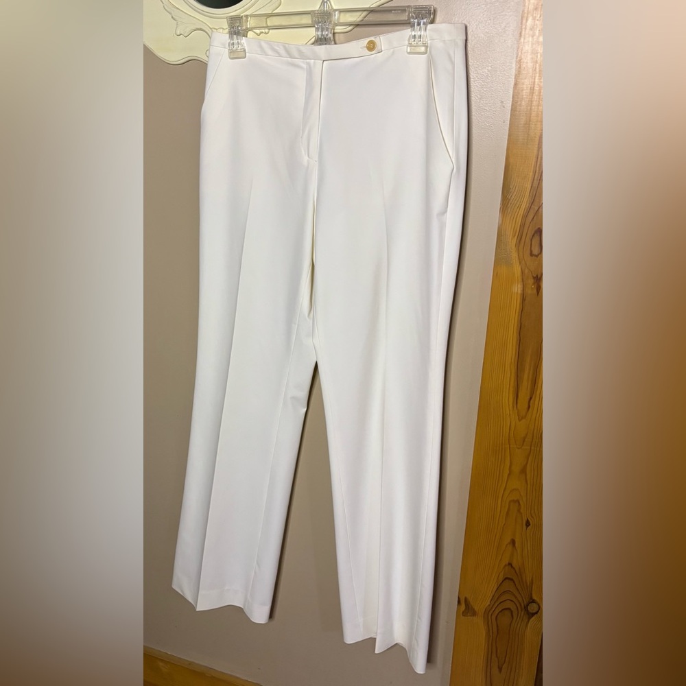 ⭐️Blugirl BLUMARINE Flat Front Trousers IT44 US10 Ivory/Winter White Italy Made
